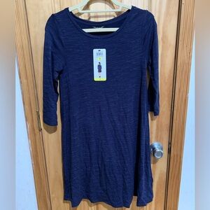 Hilary Radley Womens Small Dress Blue Knit Knee Length 3/4 Sleeve Stretch